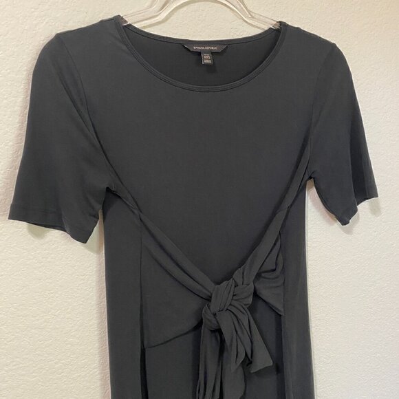 Banana Republic Black Sand-wash Twist Front Half Sleeve Midi Dress XXS Modal - Picture 5 of 9